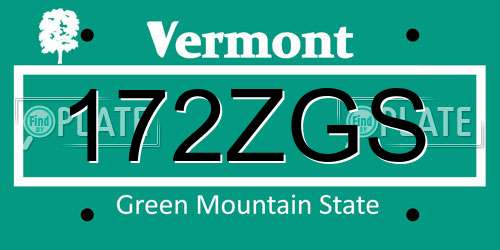 172ZGS Vermont License Plate