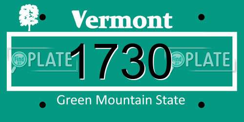 1730 Vermont License Plate