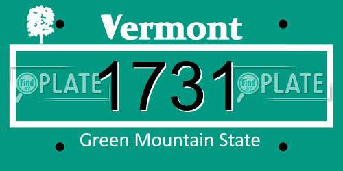 1731 Vermont License Plate