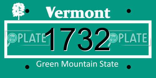1732 Vermont License Plate