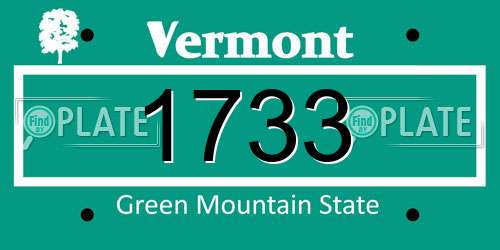 1733 Vermont License Plate