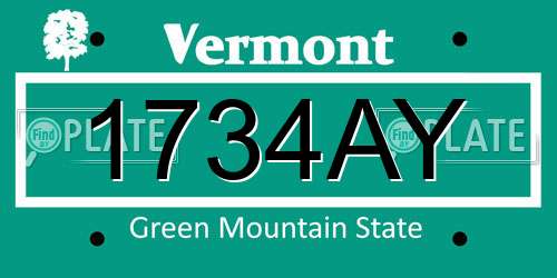 1734AY Vermont License Plate