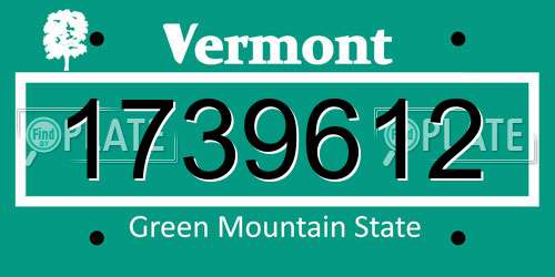 1739612 Vermont License Plate