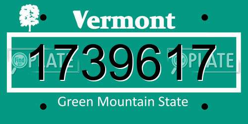 1739617 Vermont License Plate