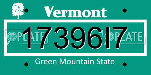 17396I7 Vermont License Plate