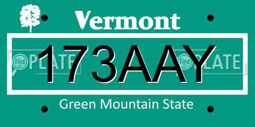 173AAY Vermont License Plate