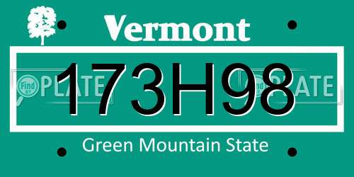 173H98 Vermont License Plate