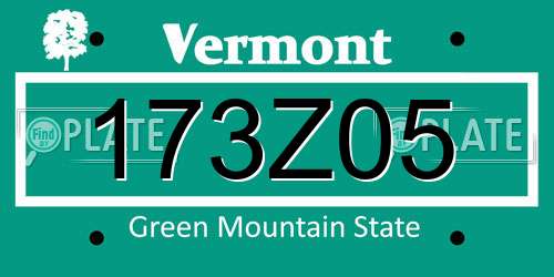 173Z05 Vermont License Plate