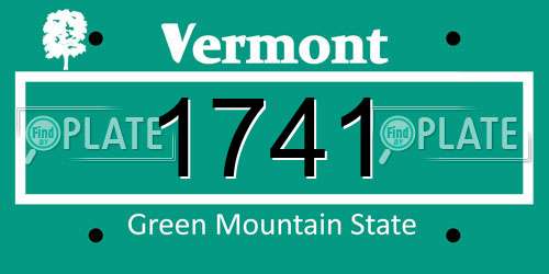 1741 Vermont License Plate