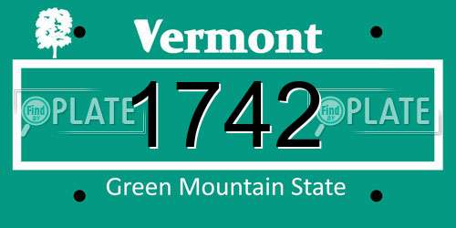 1742 Vermont License Plate