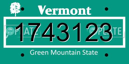 1743123 Vermont License Plate