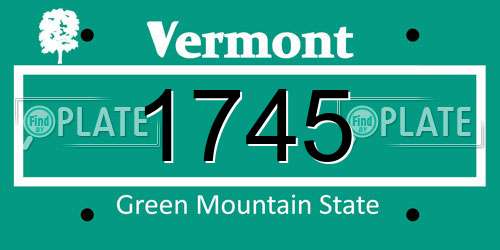 1745 Vermont License Plate