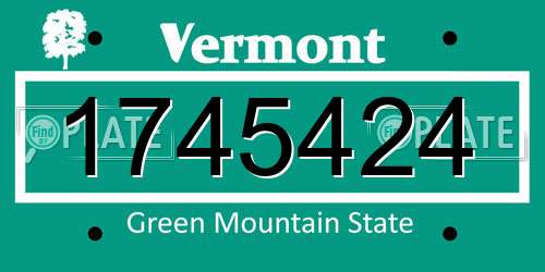 1745424 Vermont License Plate