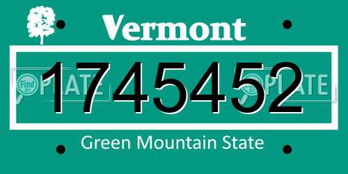 1745452 Vermont License Plate