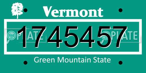 1745457 Vermont License Plate