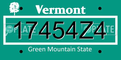 17454Z4 Vermont License Plate