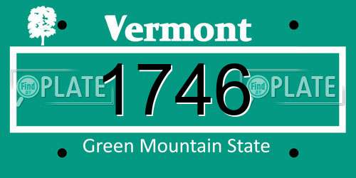 1746 Vermont License Plate