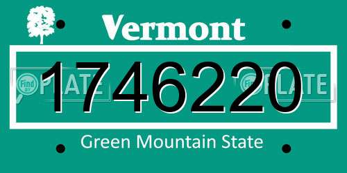 1746220 Vermont License Plate
