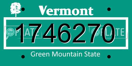 1746270 Vermont License Plate