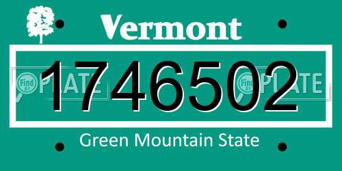1746502 Vermont License Plate
