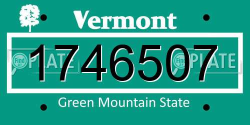 1746507 Vermont License Plate