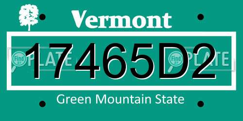 17465D2 Vermont License Plate