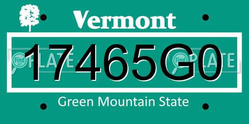 17465G0 Vermont License Plate