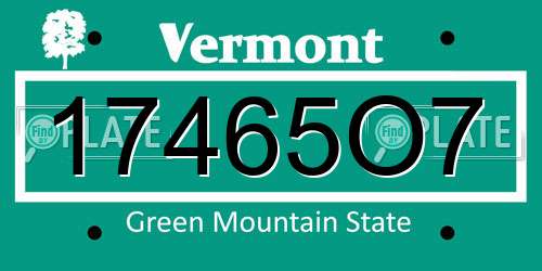 17465O7 Vermont License Plate