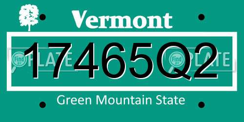 17465Q2 Vermont License Plate