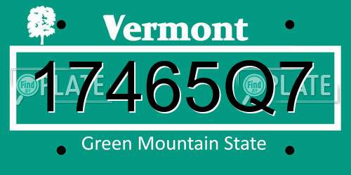 17465Q7 Vermont License Plate