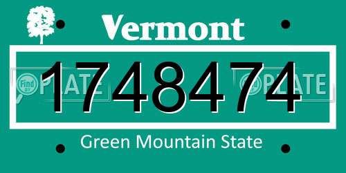 1748474 Vermont License Plate