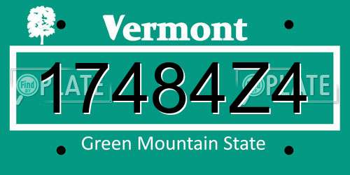 17484Z4 Vermont License Plate