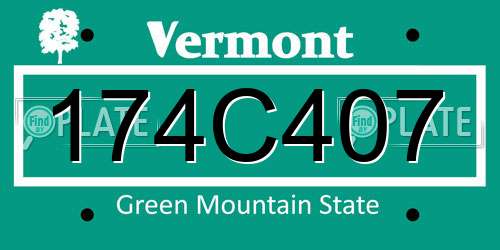 174C407 Vermont License Plate
