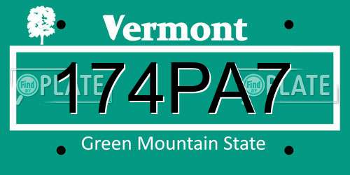 174PA7 Vermont License Plate