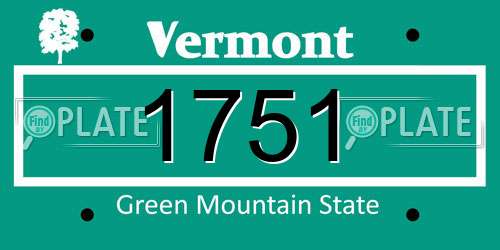 1751 Vermont License Plate