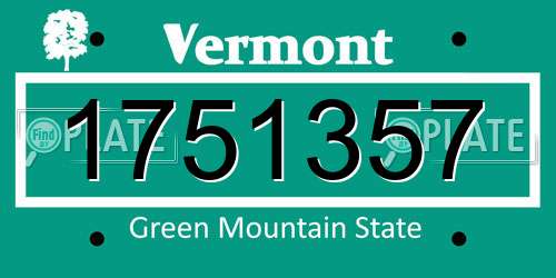 1751357 Vermont License Plate