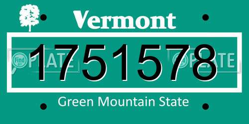 1751578 Vermont License Plate