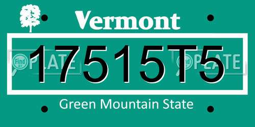 17515T5 Vermont License Plate