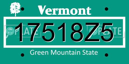 17518Z5 Vermont License Plate