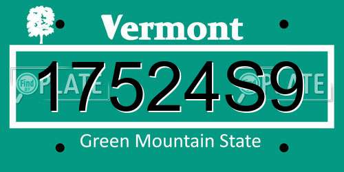 17524S9 Vermont License Plate