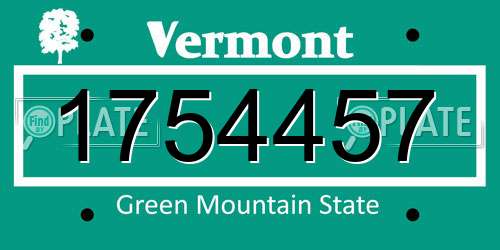 1754457 Vermont License Plate