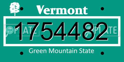 1754482 Vermont License Plate