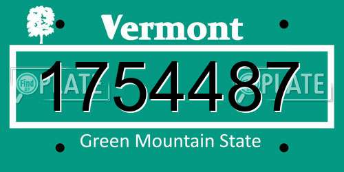 1754487 Vermont License Plate