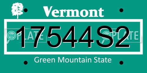 17544S2 Vermont License Plate