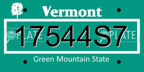 17544S7 Vermont License Plate