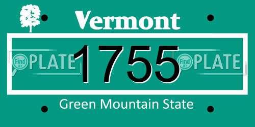 1755 Vermont License Plate