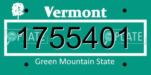 1755401 Vermont License Plate