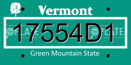 17554D1 Vermont License Plate