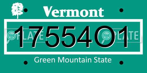 17554O1 Vermont License Plate
