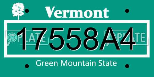17558A4 Vermont License Plate